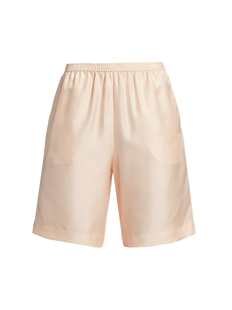 Zinia Silk Elasticized-Waist Shorts