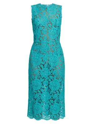 Floral Lace Sheath Midi-Dress