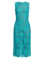 Floral Lace Sheath Midi-Dress