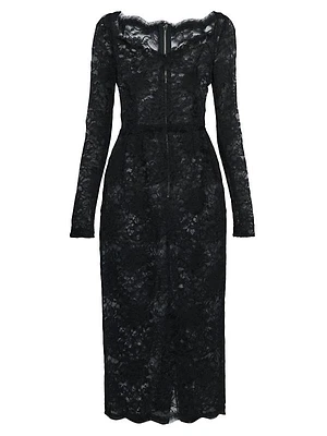 Floral Lace Sheath Midi-Dress