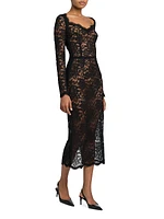 Floral Lace Sheath Midi-Dress