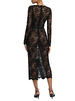 Floral Lace Sheath Midi-Dress