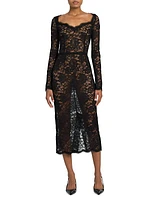 Floral Lace Sheath Midi-Dress