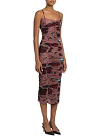 Floral Ruched Tube Midi-Dress