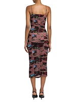 Floral Ruched Tube Midi-Dress