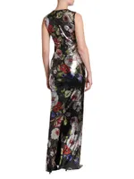 Sequined Floral Column Gown