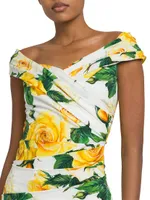 Rose Print Off-the-Shoulder Minidress