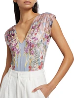 Eterna Lisette Gathered Floral Bodysuit