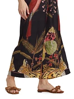 Tropical Satin Wide-Leg Palazzo Pants