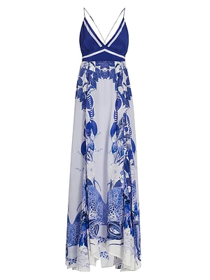 Eterna Star Printed Plunge Maxi Dress