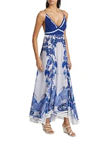 Eterna Star Printed Plunge Maxi Dress