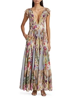 Eterna Mila Plunge Floral Maxi Dress