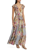 Eterna Mila Plunge Floral Maxi Dress