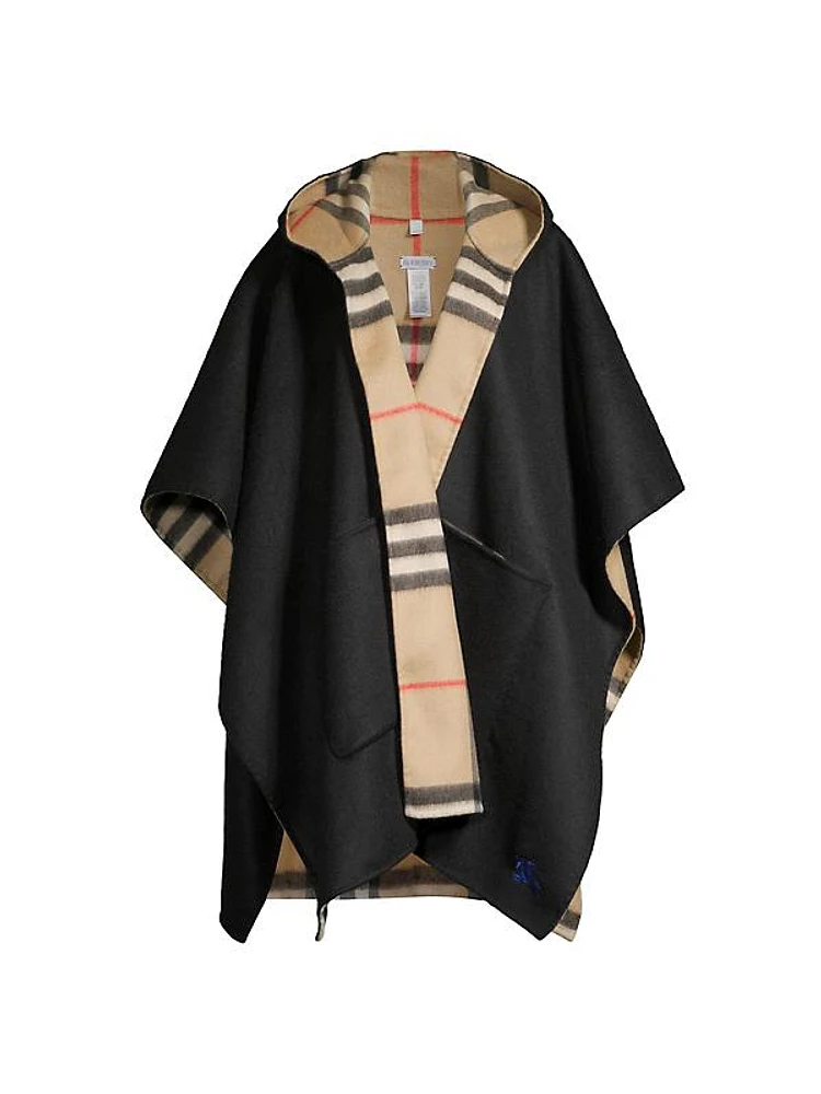 Equestrian Knight Design Hooded Cashmere Cape