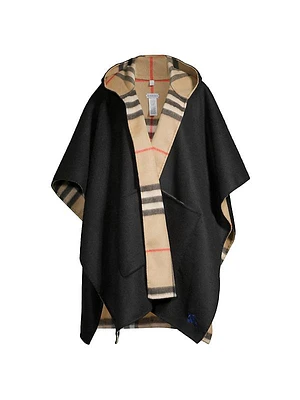 Equestrian Knight Design Hooded Cashmere Cape