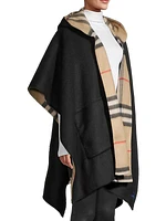 Equestrian Knight Design Hooded Cashmere Cape