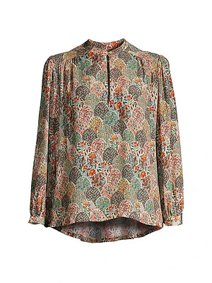 Bailey Floral Silk-Blend Long-Sleeve Blouse