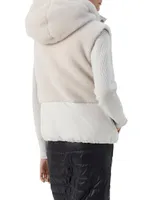 Virgin Wool And Cashmere Fleecy Panelled Down Vest With Hood Monili