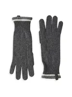 Cashmere Knit Gloves With Sparkling Trim And Monili