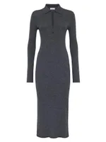 Virgin Wool And Cashmere Lightweight Rib Knit Dress With Precious Zip