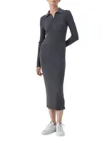 Virgin Wool And Cashmere Lightweight Rib Knit Dress With Precious Zip