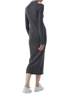 Virgin Wool And Cashmere Lightweight Rib Knit Dress With Precious Zip
