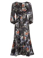 Walker Satin Floral Midi-Dress