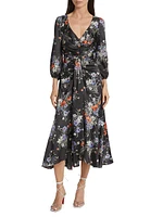 Walker Satin Floral Midi-Dress