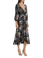 Walker Satin Floral Midi-Dress