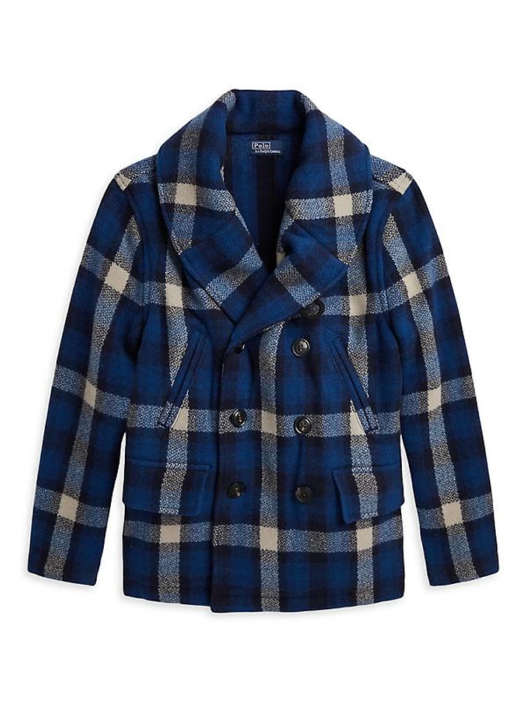 Boy's Plaid Double-Breasted Coat