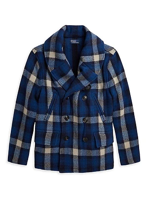 Boy's Plaid Double-Breasted Coat