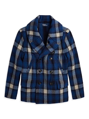 Boy's Plaid Double-Breasted Coat