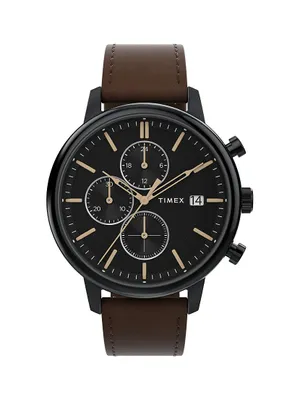 Chicago Stainless Steel & Leather Strap Chronograph Watch/45MM