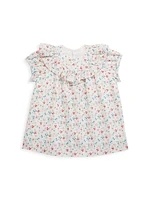 Baby Girl's & Little Floral Print Ruffle-Trim Top