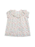 Baby Girl's & Little Floral Print Ruffle-Trim Top