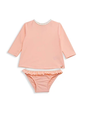 Baby Girl's & Little Rashguard Long-Sleeve Top Bottoms Swim Set