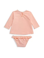 Baby Girl's & Little Rashguard Long-Sleeve Top Bottoms Swim Set