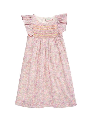 Little Girl's & Fiorella Floral Smocked Dress