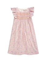 Little Girl's & Fiorella Floral Smocked Dress