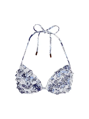 Fleurly Ruffled Triangle Bikini Top