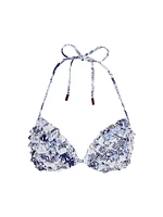 Fleurly Ruffled Triangle Bikini Top