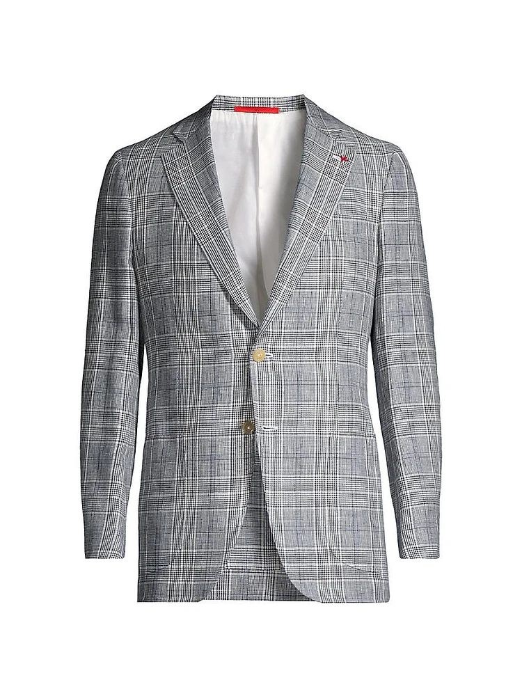 Glen Plaid Linen-Cashmere Sport Jacket