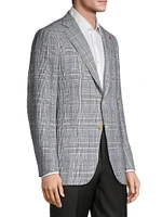 Glen Plaid Linen-Cashmere Sport Jacket