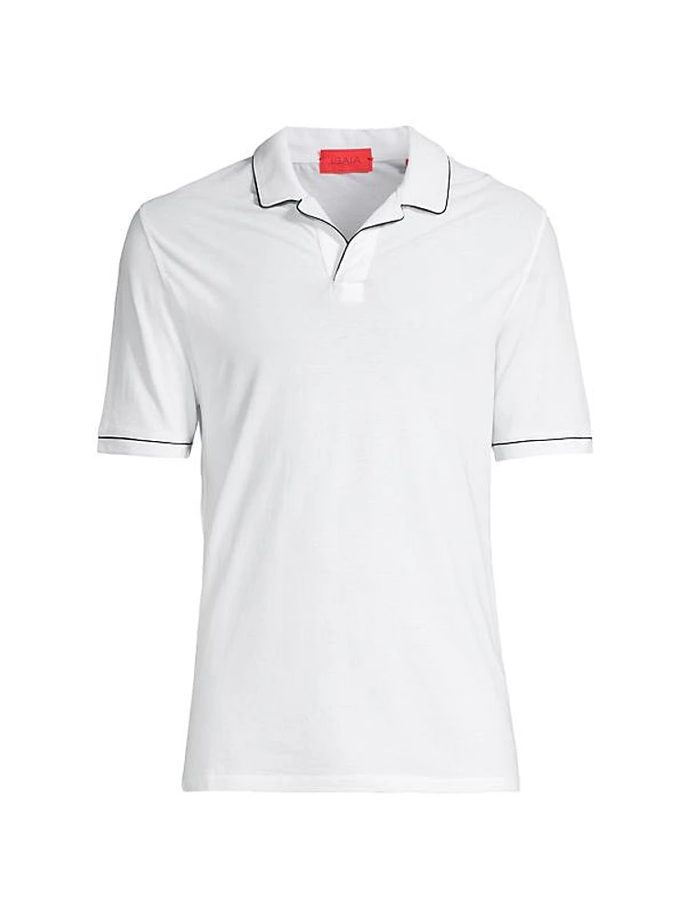 Open Collar Cotton Polo Shirt