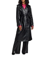 Better Than Leather Faux Leather Double-Breasted Trench Coat