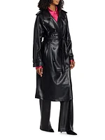 Better Than Leather Faux Leather Double-Breasted Trench Coat