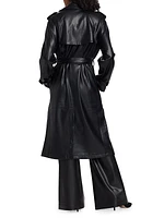 Better Than Leather Faux Leather Double-Breasted Trench Coat