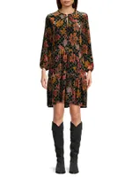 Plus Jasmoon Flore Velvet Field Tiered Dress