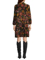 Plus Jasmoon Flore Velvet Field Tiered Dress