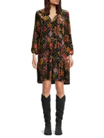 Plus Jasmoon Flore Velvet Field Tiered Dress